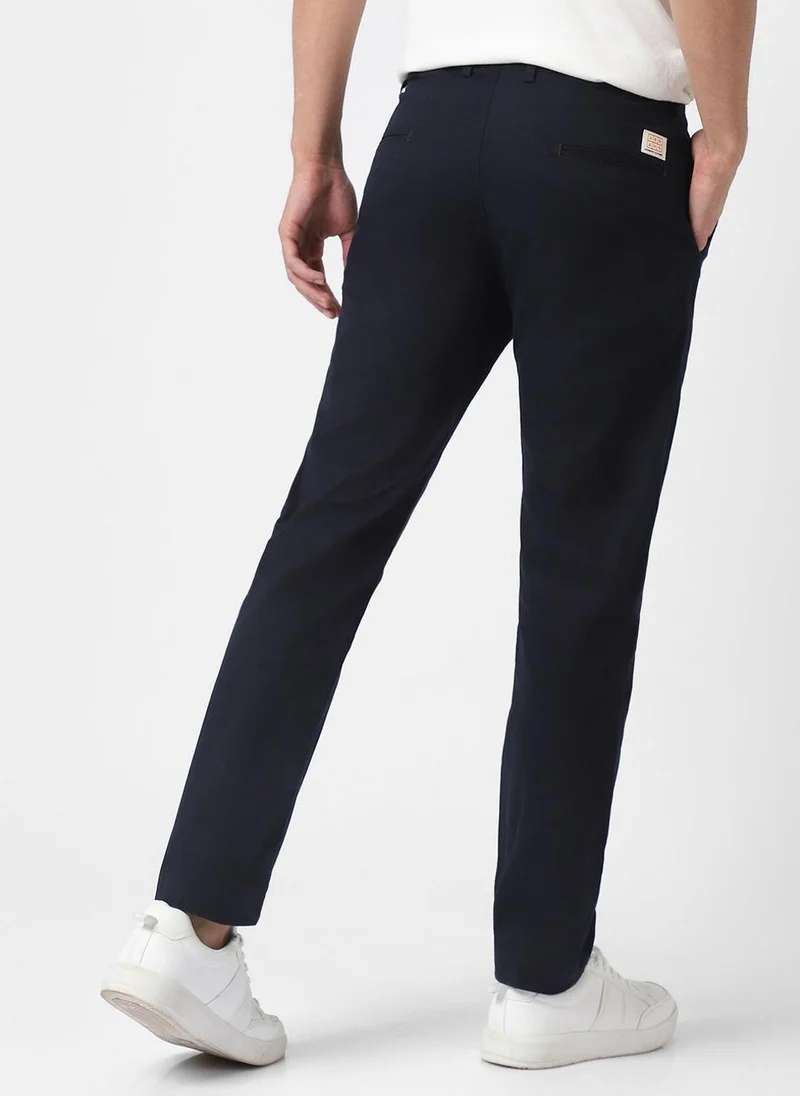 Urbano Fashion  Urbano Fashion Men's Dark Blue Cotton Slim Fit Casual Chinos Trousers for Men | Best Price UAE
